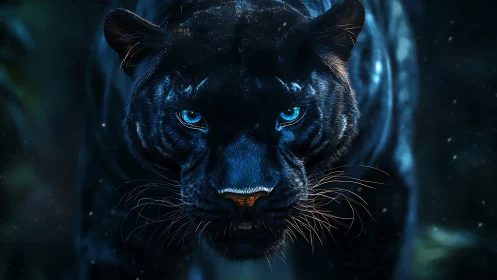 Black Panther with Luminous Blue Eyes