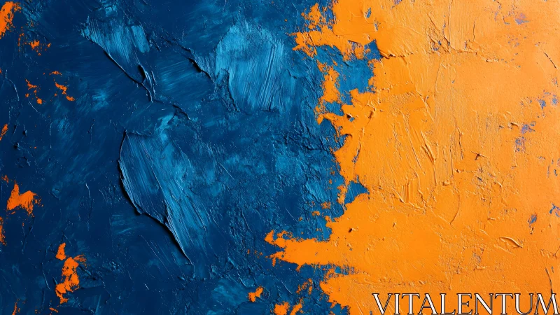 Bold Abstract Texture With Blue and Orange Paint Strokes.