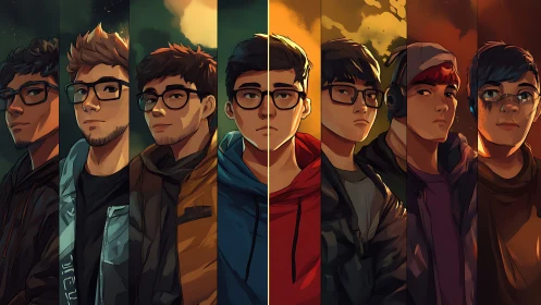 Parallel nightwalkers in split-screen neon portraits.