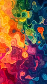Multicolored fluid abstraction with swirling layered forms.