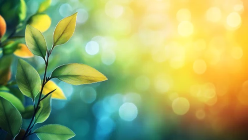 Morning leaves lean into a dream-bright bokeh sunrise