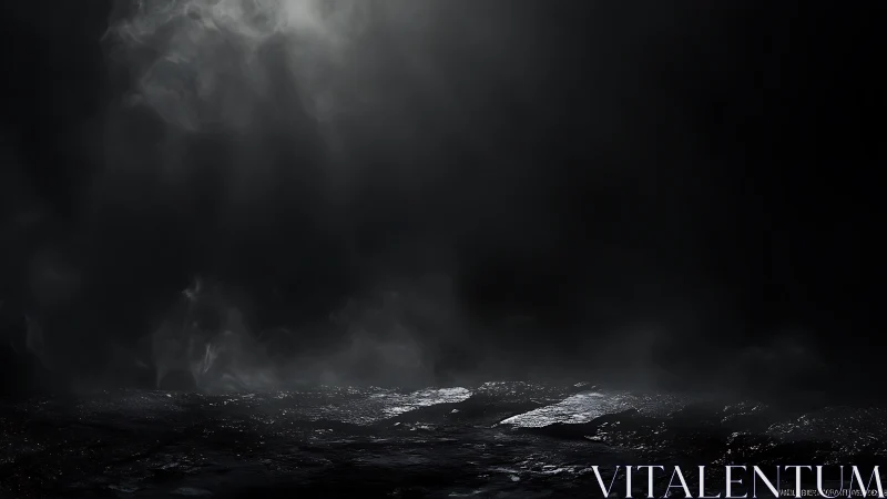 Soft light over misty dark ground, inviting quiet wonder.