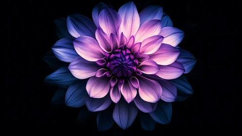 Luminous Dahlia Bloom Against Black Background