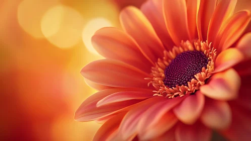 Gerbera Daisy Macro Study: Chromatic Petals Against Warm Bokeh.