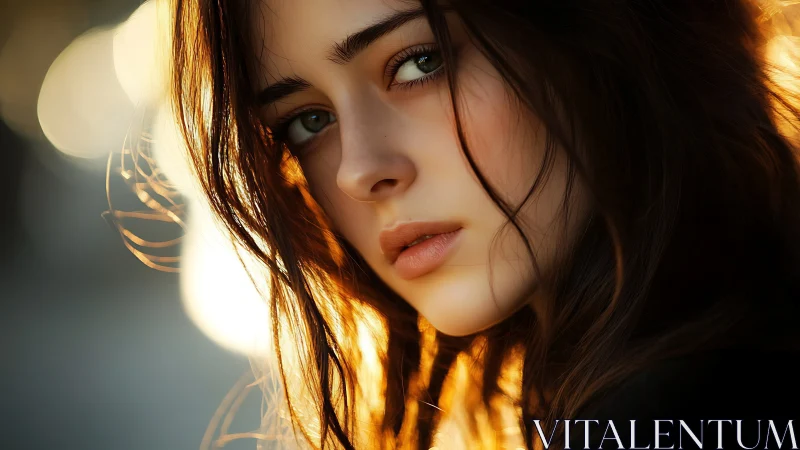 Backlit portrait with cinematic bokeh and warm rim lighting.