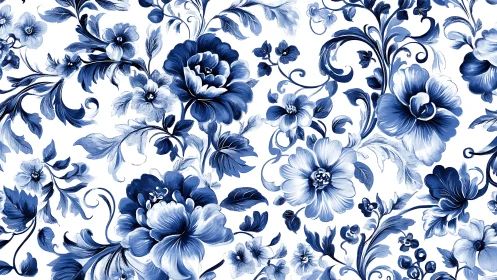 Delicate Blue Florals Dance Across Cream Canvas.