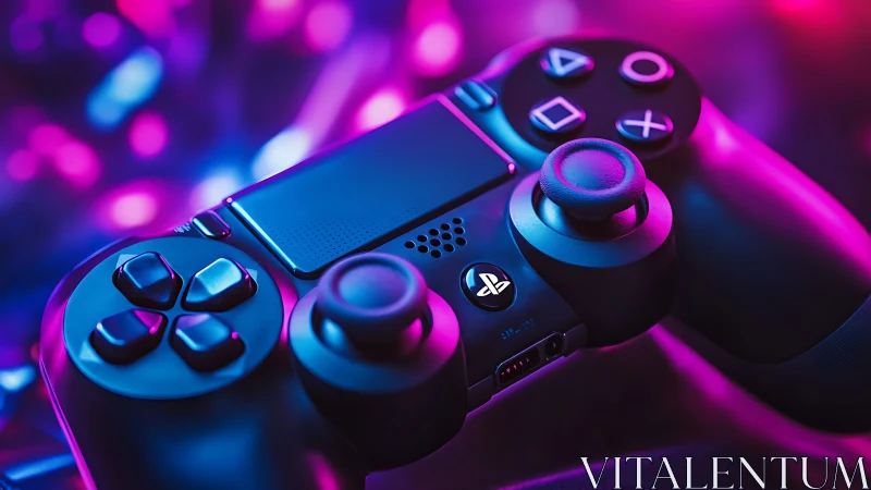 PlayStation 5 Controller Setup in Neon Lighting.