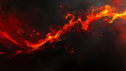 Molten Fire Stream Across Darkness.