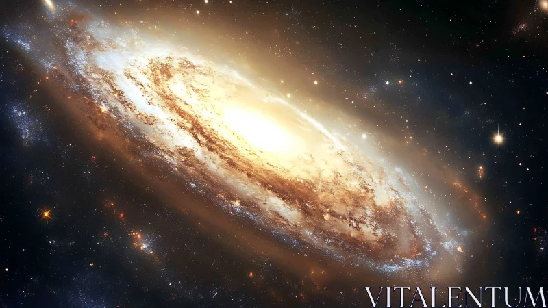 Spiral galaxy rendering shows inclined luminous stellar disk