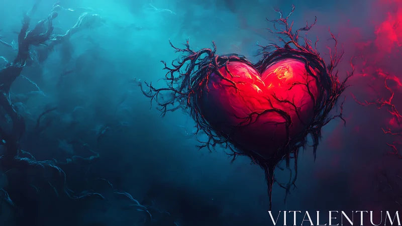 Luminescent Heart Form with Branching Vascular Structure