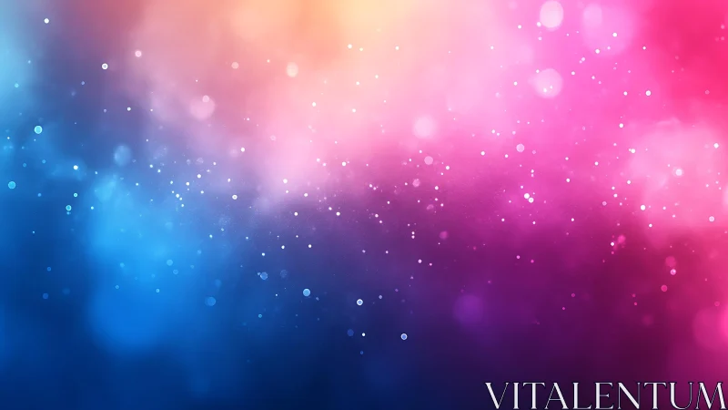 Vibrant bokeh light burst with blue and pink gradient background.