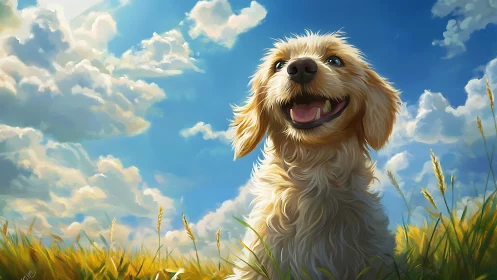 Sunlit meadow turns into a kingdom under one joyful pup
