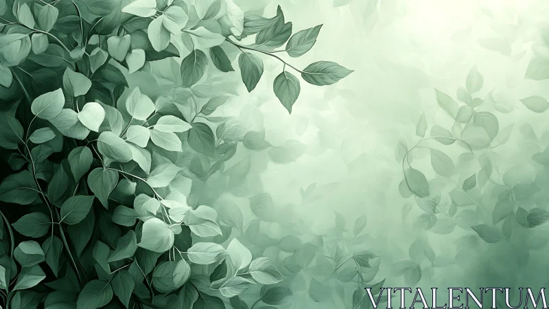Layered green foliage with soft gradient background.