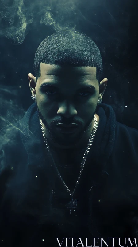 Portrait of male figure in low-key lighting with smoke.