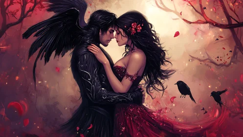 Winged Souls Meet in a Crimson Dream