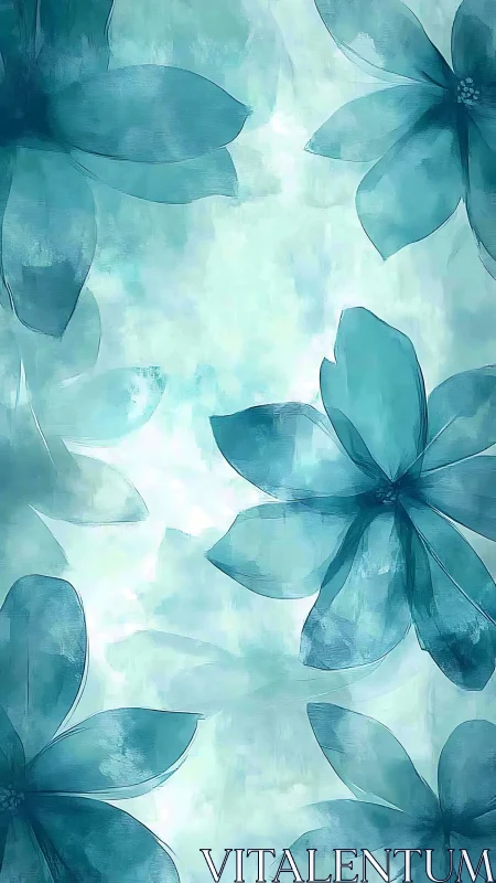 Translucent Floral Abstractions in Teal Luminosity Study