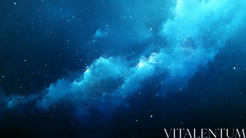 High-contrast blue nebula cloud with dense particulate star field