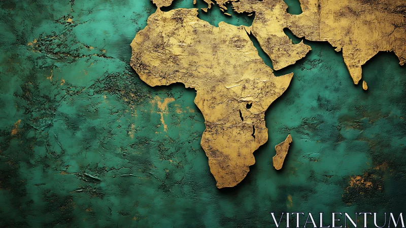 Golden textured world map softly glows on rich teal walls