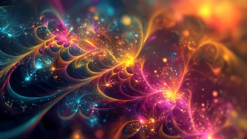 Swirling stardust blooms in a luminous cosmic garden.