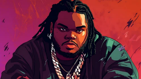 Bold portrait in neon hues of confident modern style.