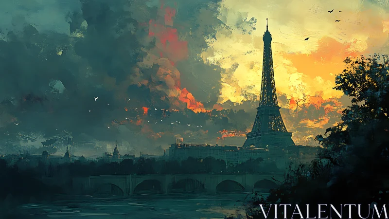 Storm-kissed Paris evening wrapped in painterly twilight.