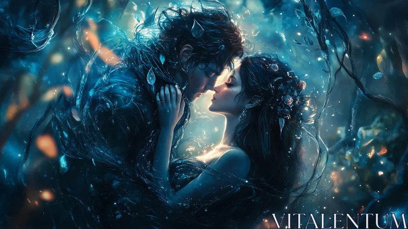 Luminescent Embrace: Digital Surrealism with Bioluminescent Forms.