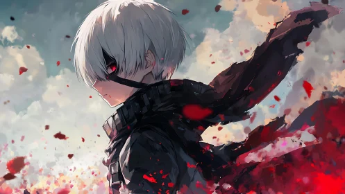 Scarlet wind unravels the masked wanderer’s quiet fury