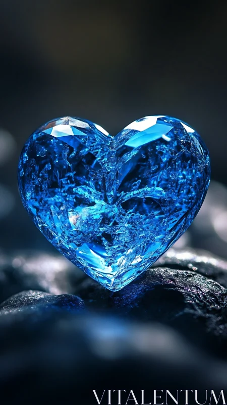 Crystalline Blue Heart on Dark Stone Radiant.