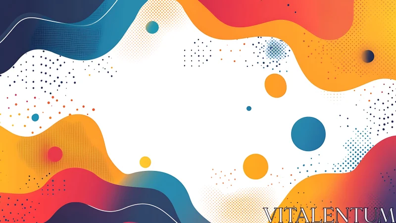 Chromatic waves and floating orbs frame playful white space.