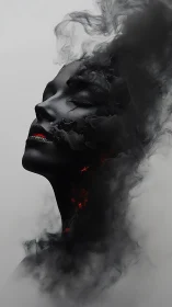 Smoky dreamscape portrait with glowing embered grace.