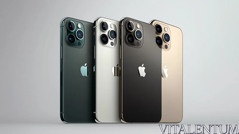 Four iPhone 13 Pro models displayed in different finishes