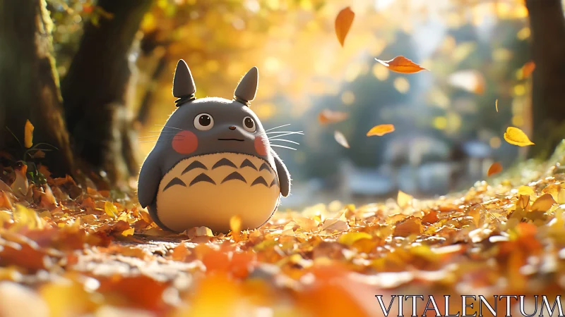 Soft lit forest creature rendered in warm autumnal 3D scene