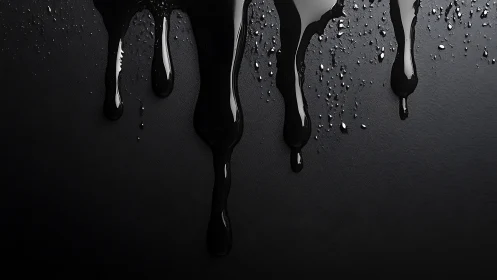 Glossy black paint drips bringing sleek drama to darkness.