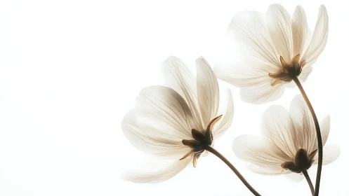 Translucent Cosmos Flower Trio in Backlighting Arrangement.