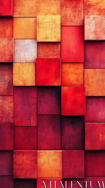 Layered red and orange geometric panels create tactile depth