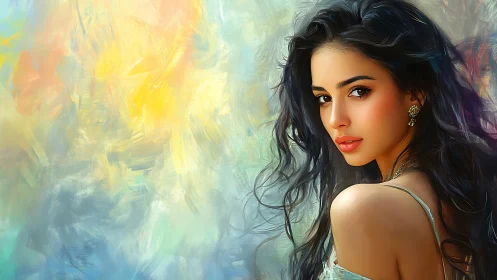 Warm portrait of a thoughtful woman in soft painted light.