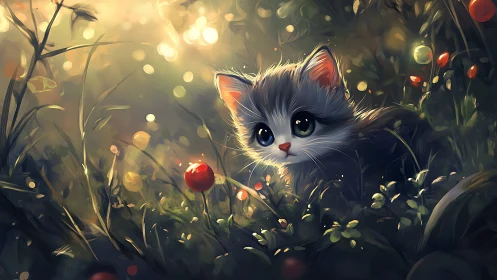 Whiskerbound Wonder: A Kitten's Enchanted Forest Reverie.