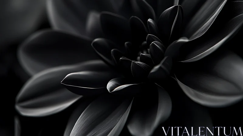 Black and white macro photograph of succulent flower petals with dramatic rim lighting.