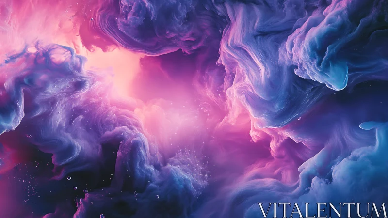 Cosmic clouds swirl gently in glowing pink and violet light