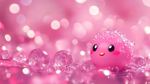 Bubble crowned cutie rolls through a sparkling pink dream