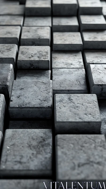 Concrete cube grid with staggered elevation and depth focus.