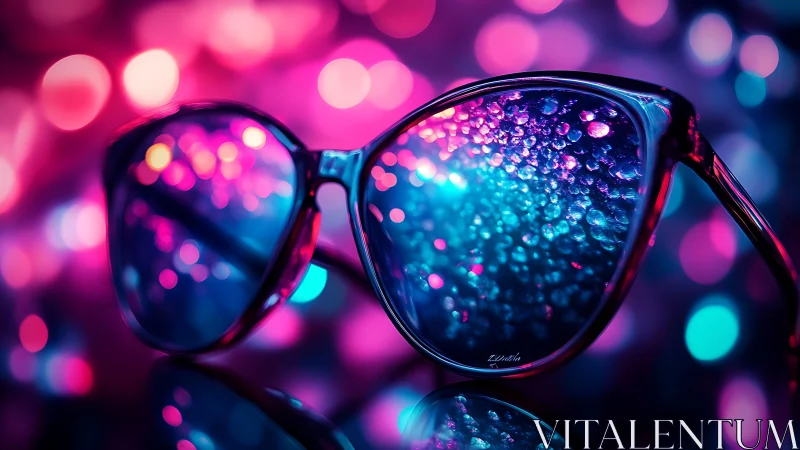 Neon drenched glasses catching galaxies of electric raindrops.