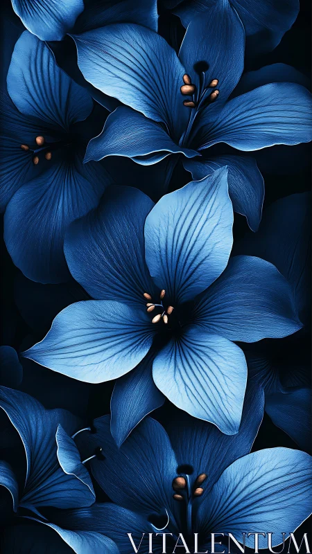 Luminous Petals in Indigo: A Nocturnal Bloom Symphony.