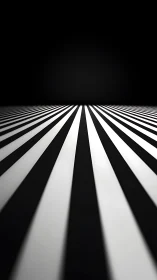 Black white stripes converge toward vanishing point horizon.