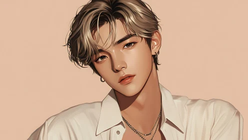 Stylized male portrait with soft cel-shaded rendering precision.