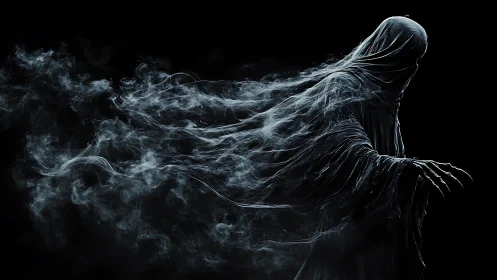 Spectral cloaked entity dissolves into turbulent volumetric smoke