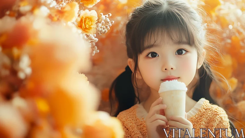 Young Dreamer Sips Summer: Golden Hour Magic with Iced Delight.