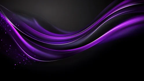 Abstract purple waves on black background, digital art style.