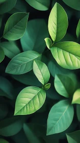 Macro study of glossy green foliage with soft ambient light