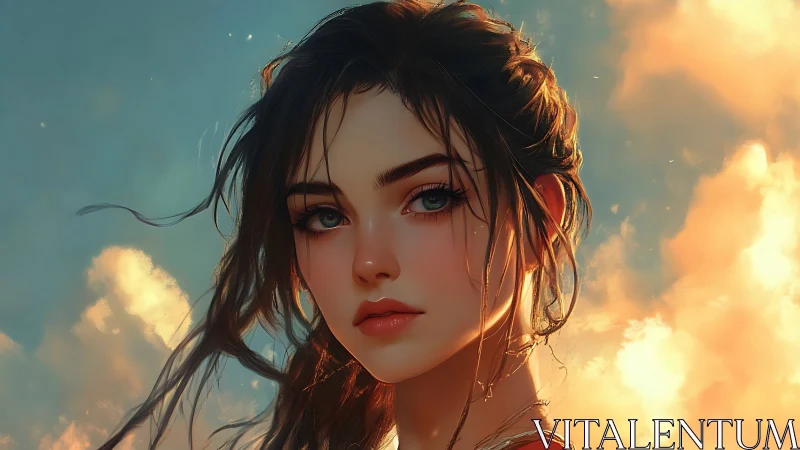 Soft-lit digital portrait applies semi-realistic anime rendering